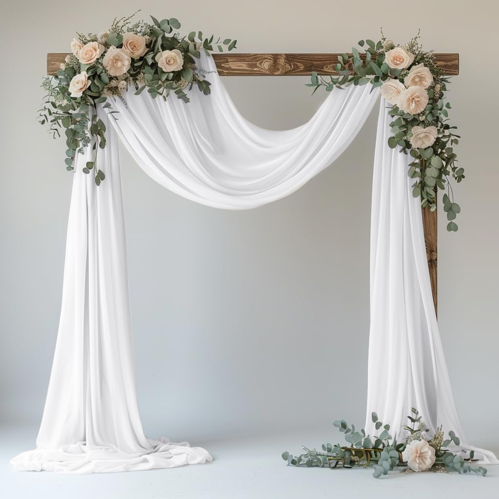 Wedding Arch Draping Fabric 1 Panel White Sheer Backdrop Drapes