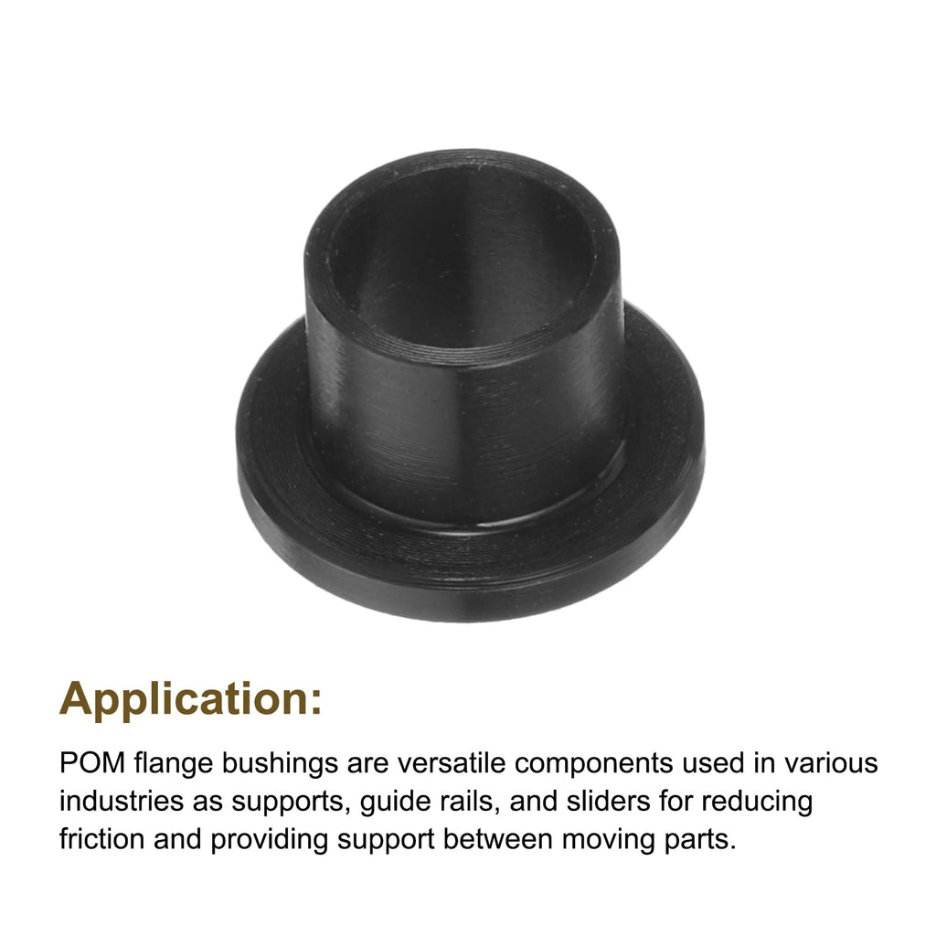 HARFINGTON 8pcs Flanged Sleeve Bearings Plastic Bushings 8.2mm Bore x 10mm OD x 9mm Length Black POM Bushings
