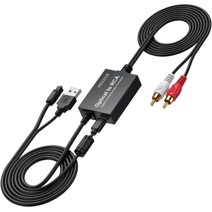 192KHz Digital to Analog Audio Converter 7ft/2.1m Cable Optical to RCA Adapter Built-in Audio Amplifier Chip DAC