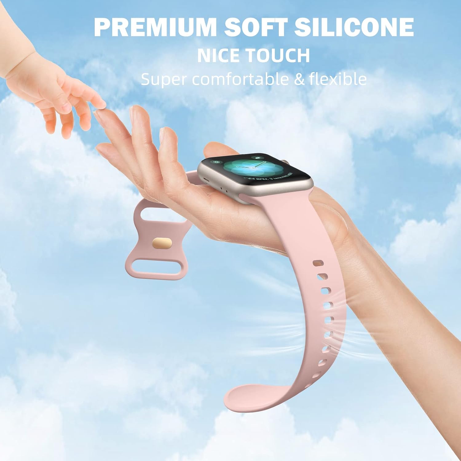 Compatible with Apple Watch Band 38mm 40mm 41mm 42mm 44mm 45mm 46mm 49mm Women Men, 6 Pack Silicone Sport Strap
