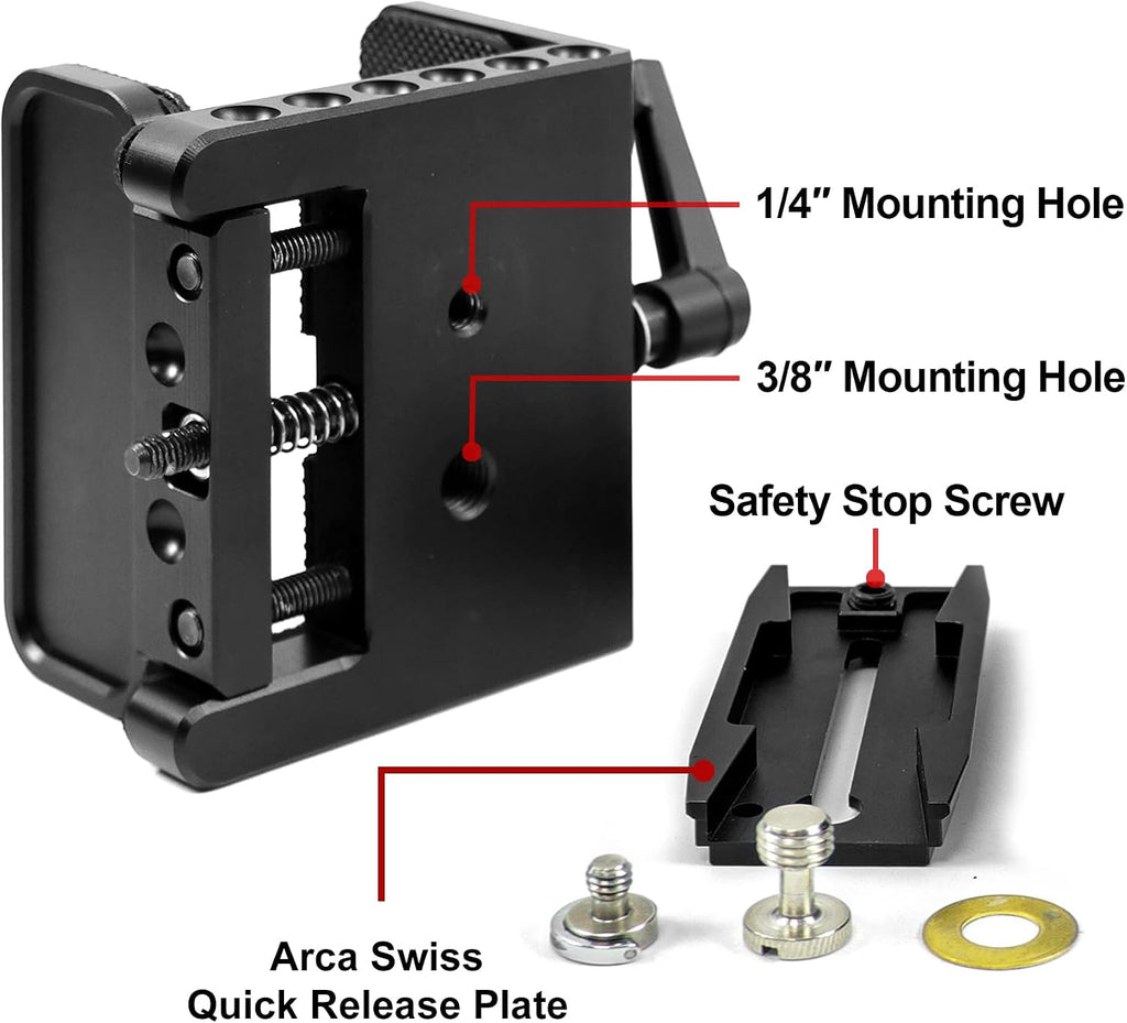 Gun Rifle Saddle Clamp Mount with Arca Swiss Rail | Tripod Rest for Hunting Shooting Stick, Quick Release Accuracy