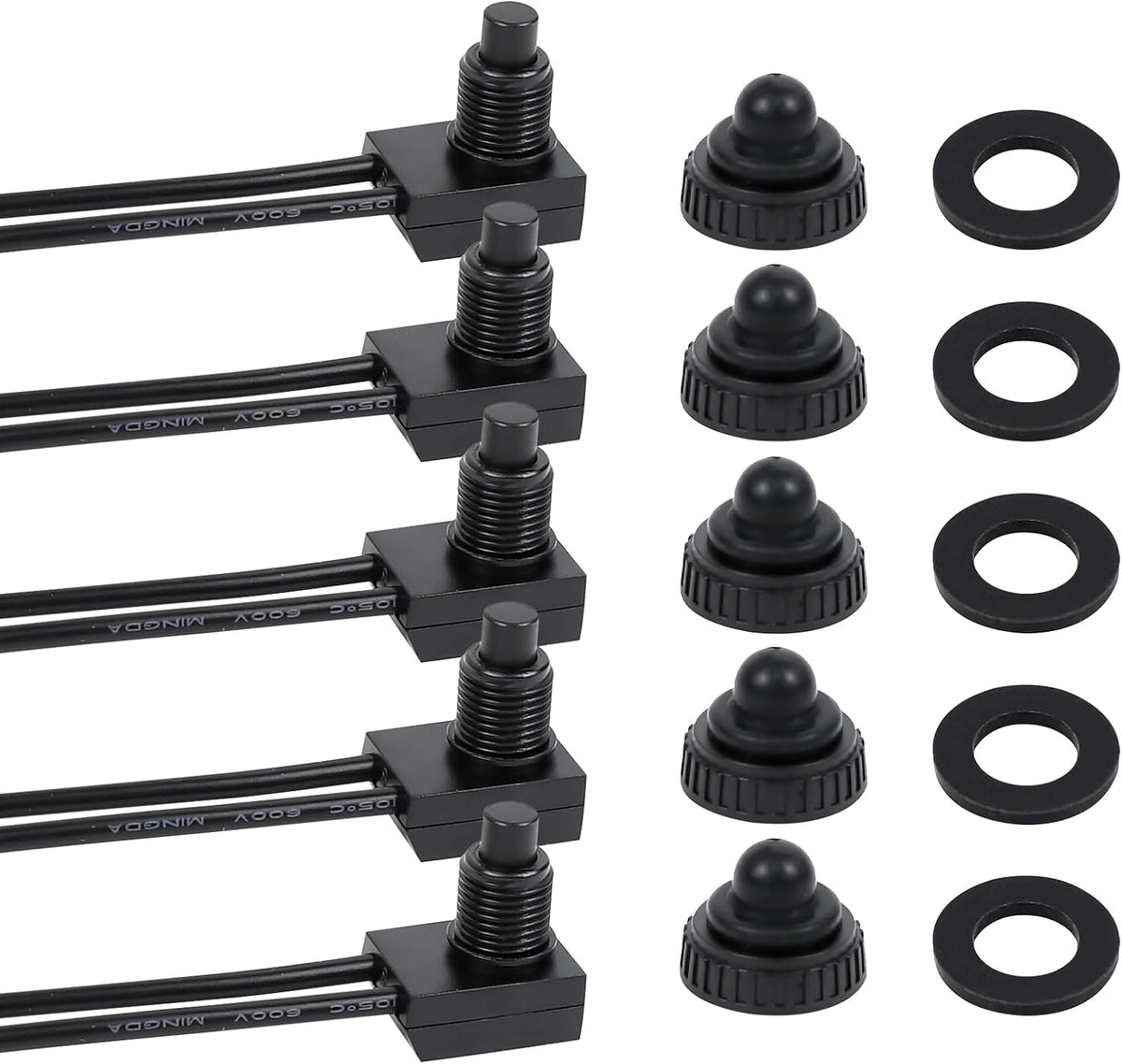 wuyaoyao 5PCS Waterproof Push Button Switch with 4" Lines