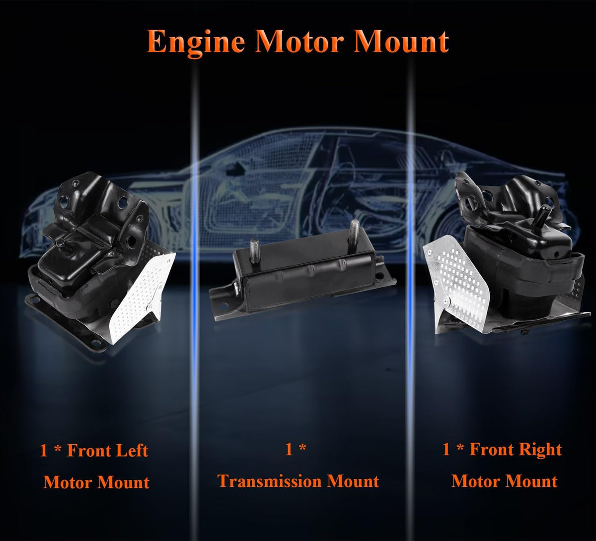3PCS Engine Motor & Trans Mount Set Fit for 2007-2013 Chevy Suburban 1500