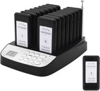 16 Wireless Buzzers Pager System Set with Vibration and Flashing Black