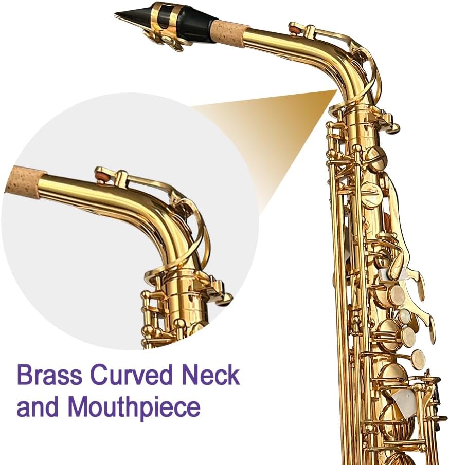 Alto Saxophone E Flat for Adults Student Sax Eb Alto Full Kit With Carrying Sax Case Mouthpiece Straps Reeds
