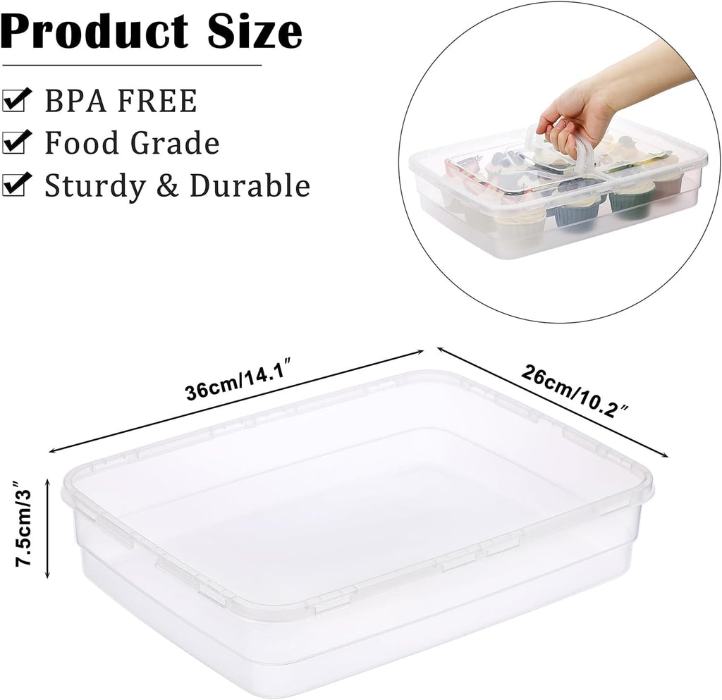 Pizza Dough Proofing Box, 14 x 10.3Inch Large Capacity Container, Fits 4-6 Dough Balls, Household Tray With Carry Handle