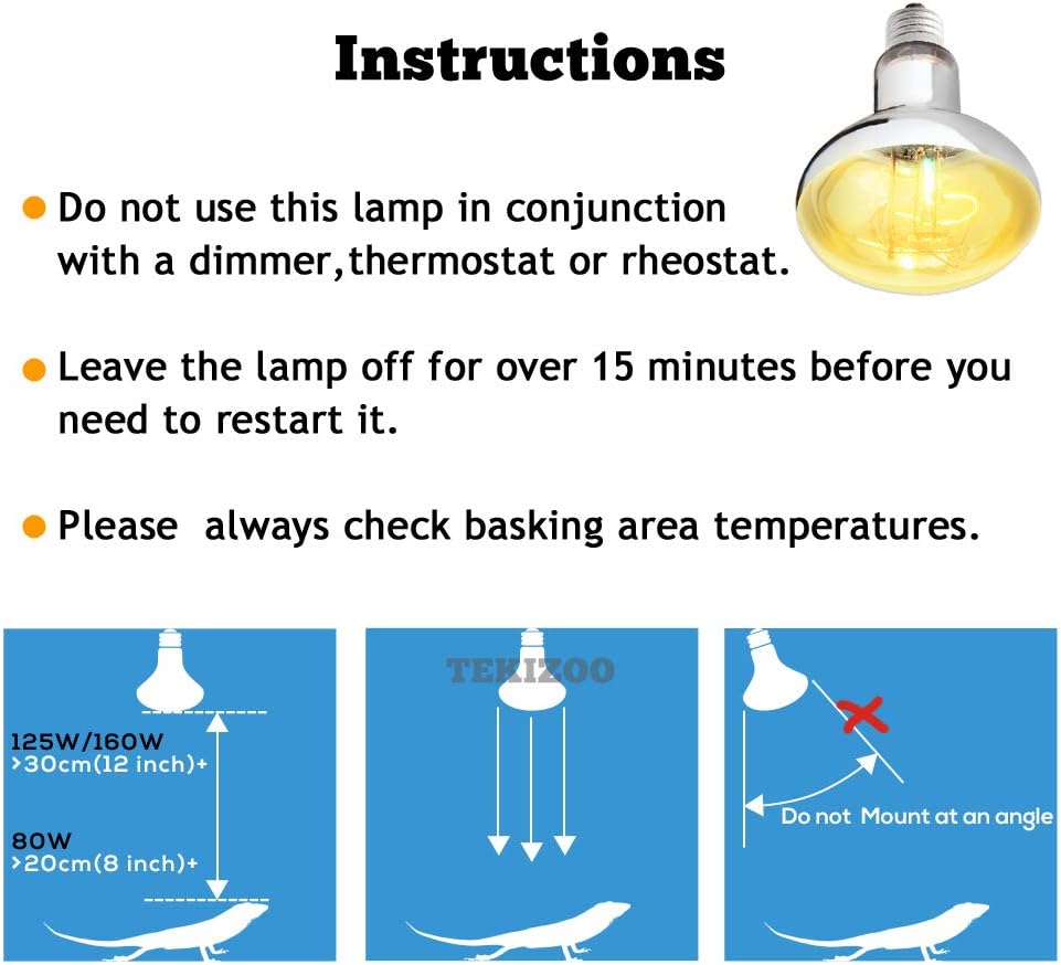 UVA UVB Sun Lamp High Intensity Self-Ballasted Heat Basking Lamp/Light/Bulb for Reptile and Amphibian (125W)