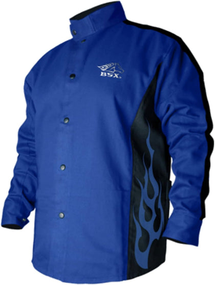BSX Black Stallion (BXRB9C) 9 oz Contoured Flame-Resistant Cotton Welding Jacket, Welder's Collar, Dual Scribe