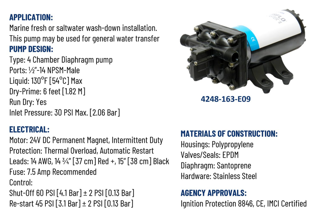 PENTAIR SHURFLO 4248-163-E09 Pro Blaster II Deluxe 4.0 Marine Washdown Pump