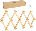 Accordion Style Expandable Wall Wooden Coat Rack 13 Hooks (Pegs) Hang Hats Jackets Coffee Mug Purses Necklaces Towels