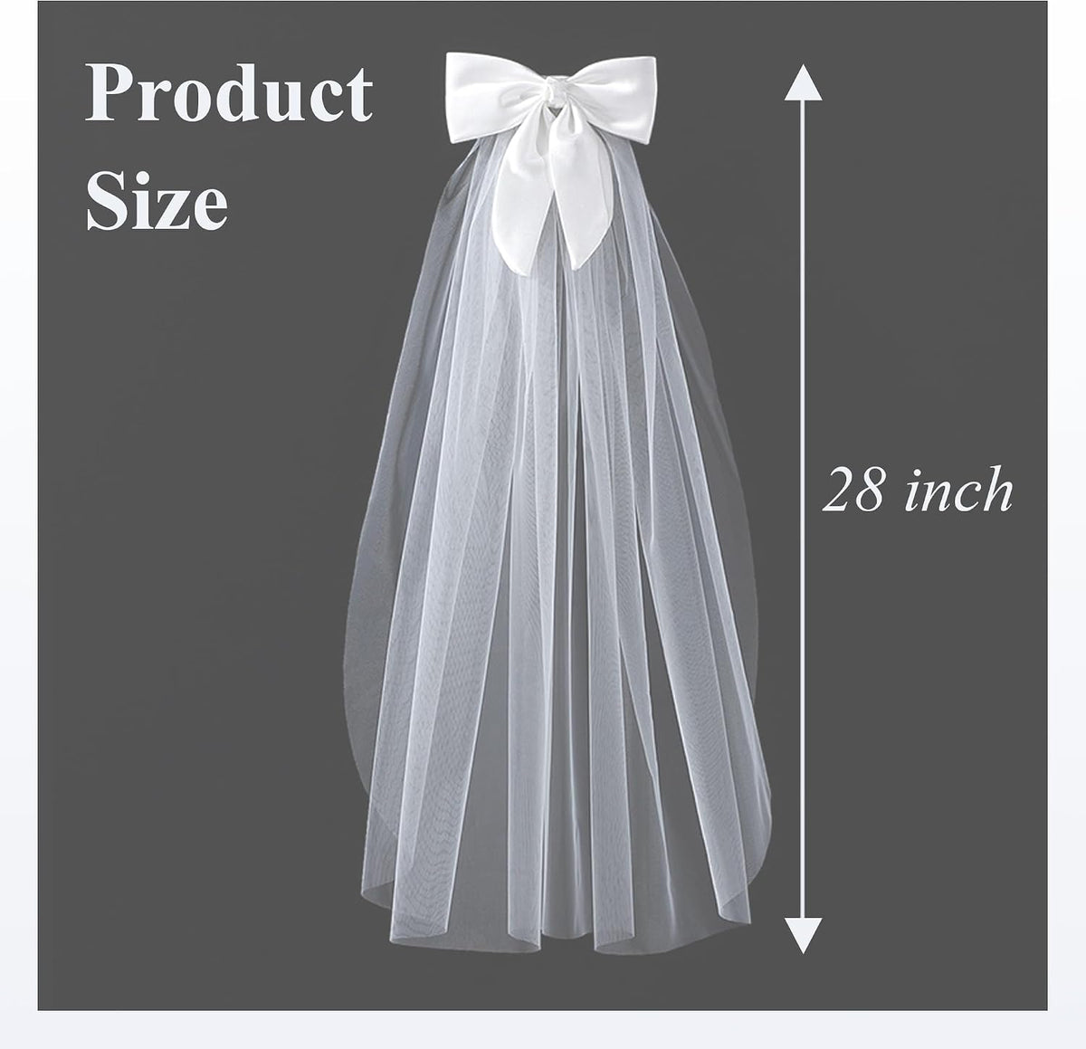 Bridal Bow Veil White Short Wedding Veil Tulle Bachelorette Party Veils Bride Accessories for Women Girls
