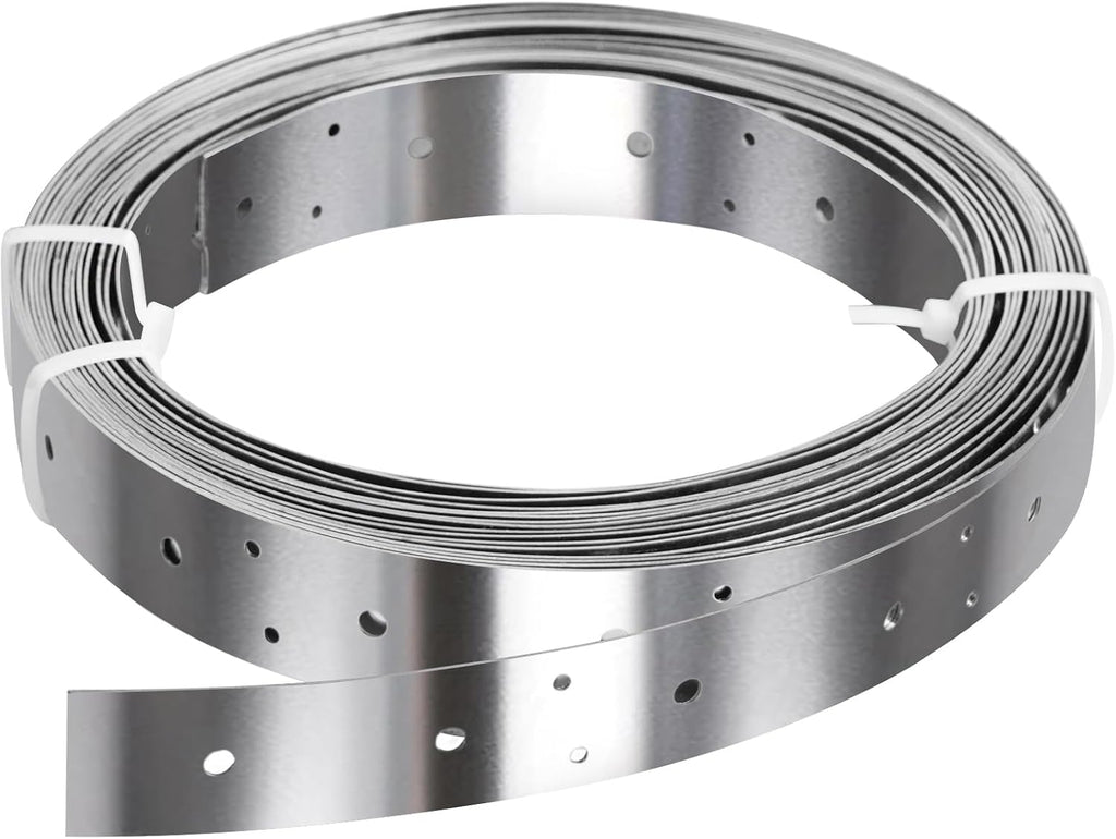 32ft x 1-3/8"Width Stainless Steel Strapping,Perforated Tie Strap