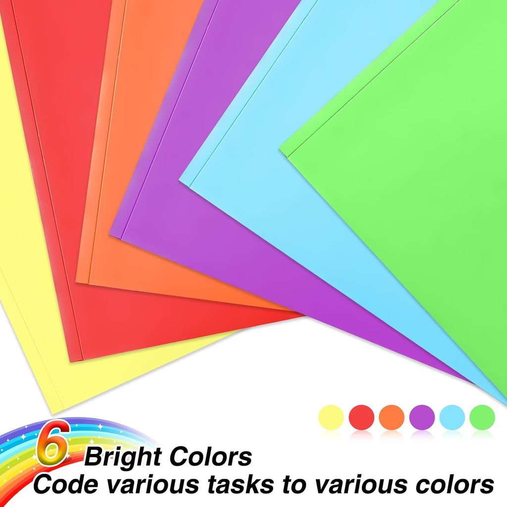 6 Pack Folders with Pockets and Prongs, Folders with Writable Label