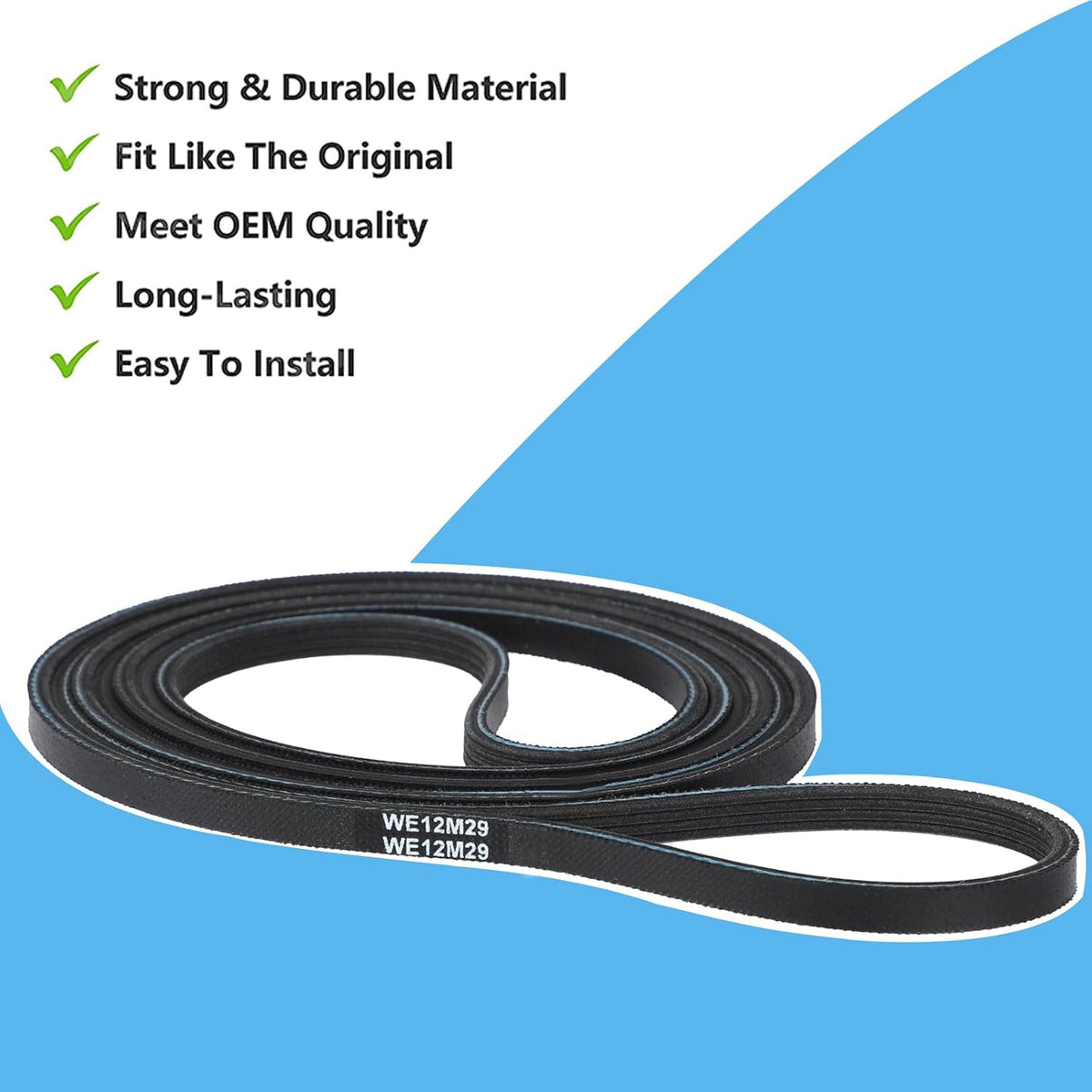 WE12M29 WE03X29897 Dryer Belt (89.5in) fits for Whirlpool, Hotpoint, GE Dryer Belt Replacement, Replace for Dryer Drum Drive Belt WE12M22, WE12M33, PS16542496 for GTD33eask0ww, GTD42easj2ww