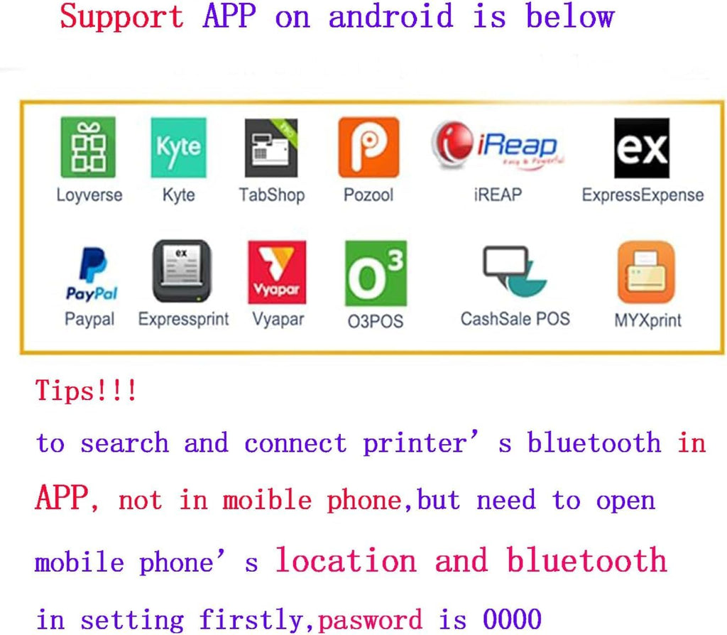 IS NOT compatible with iphone/ipad/MAC,80mm bluetooth portable thermal receipt printer,only compatible with