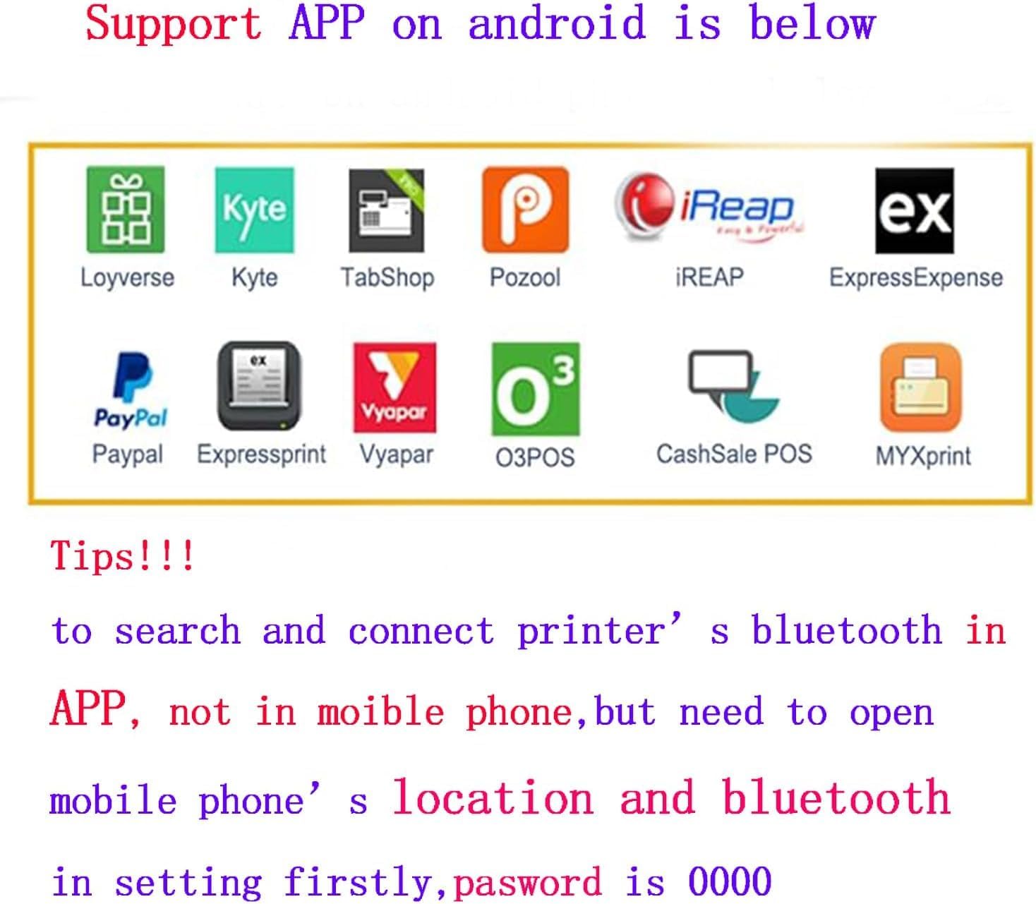 IS NOT compatible with iphone/ipad/MAC,80mm bluetooth portable thermal receipt printer,only compatible with