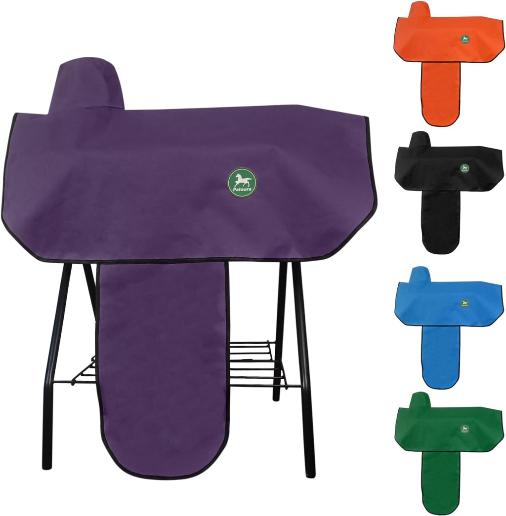 Western Saddle Cover with 6 Elastic Straps（Purple）