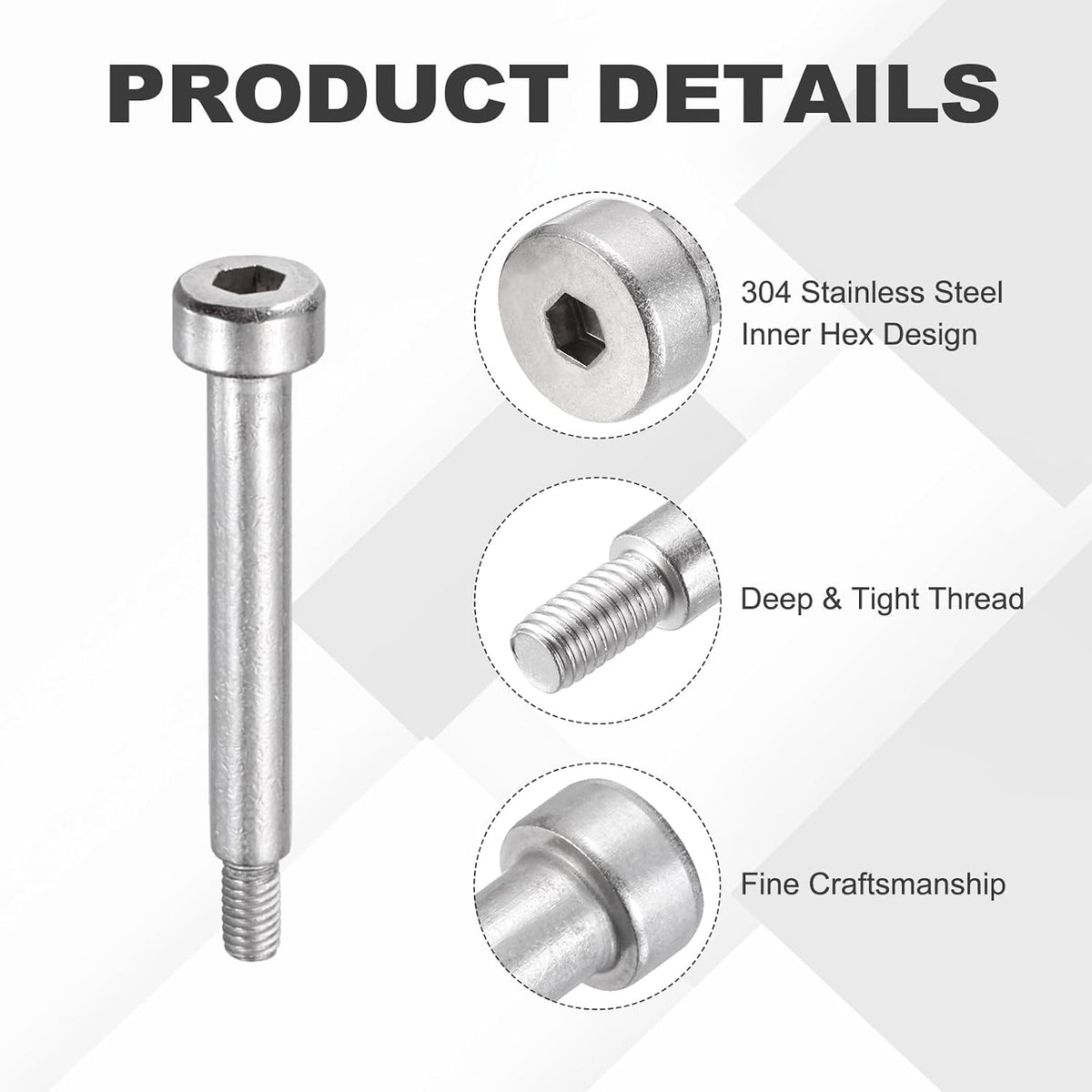 MECCANIXITY 26Pcs 304 Stainless Steel Shoulder Bolt 4mm Dia 25mm L M3x0.5