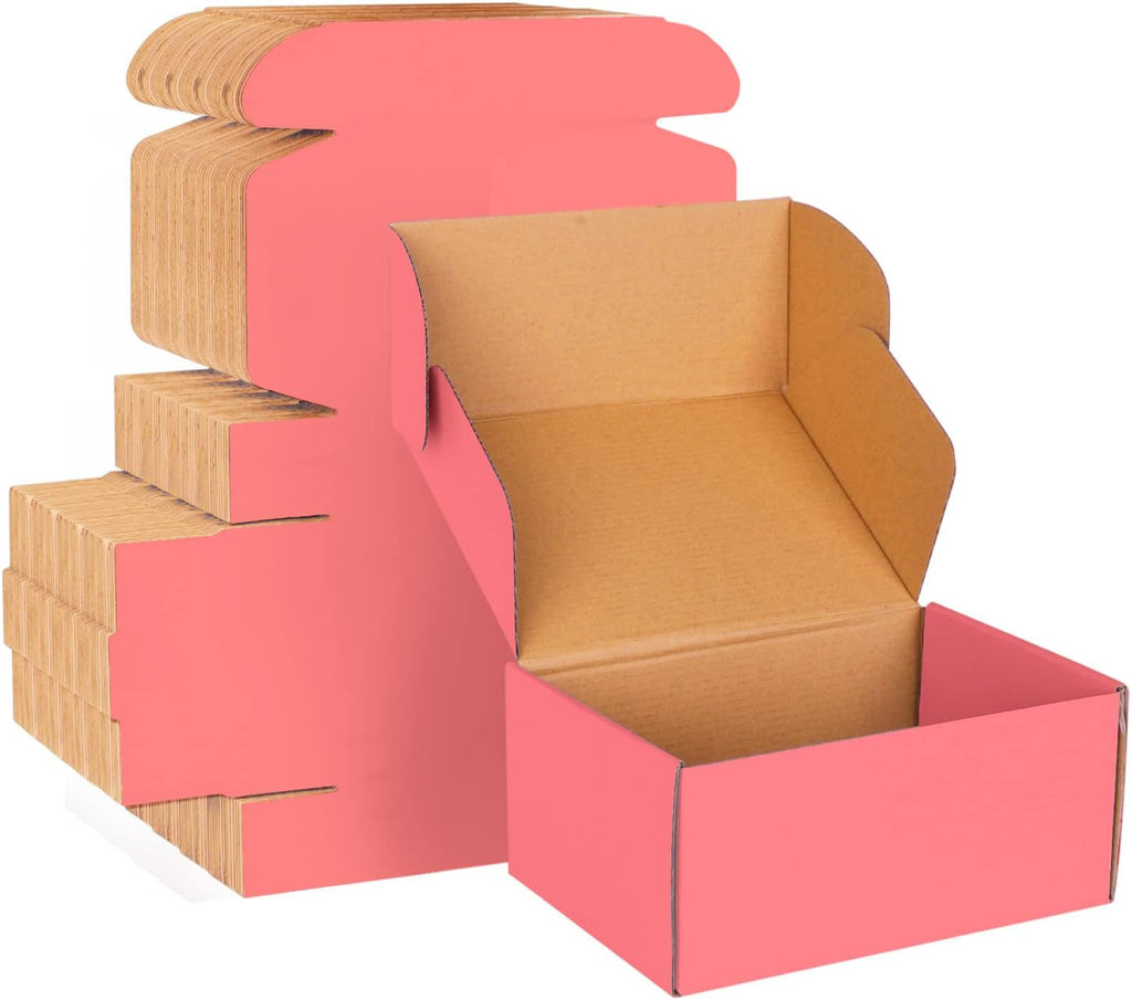 Pink Cardboard Corrugated Boxes - 6x4x3, 30 Pack Small Shipping Boxes for Mailing & Packaging