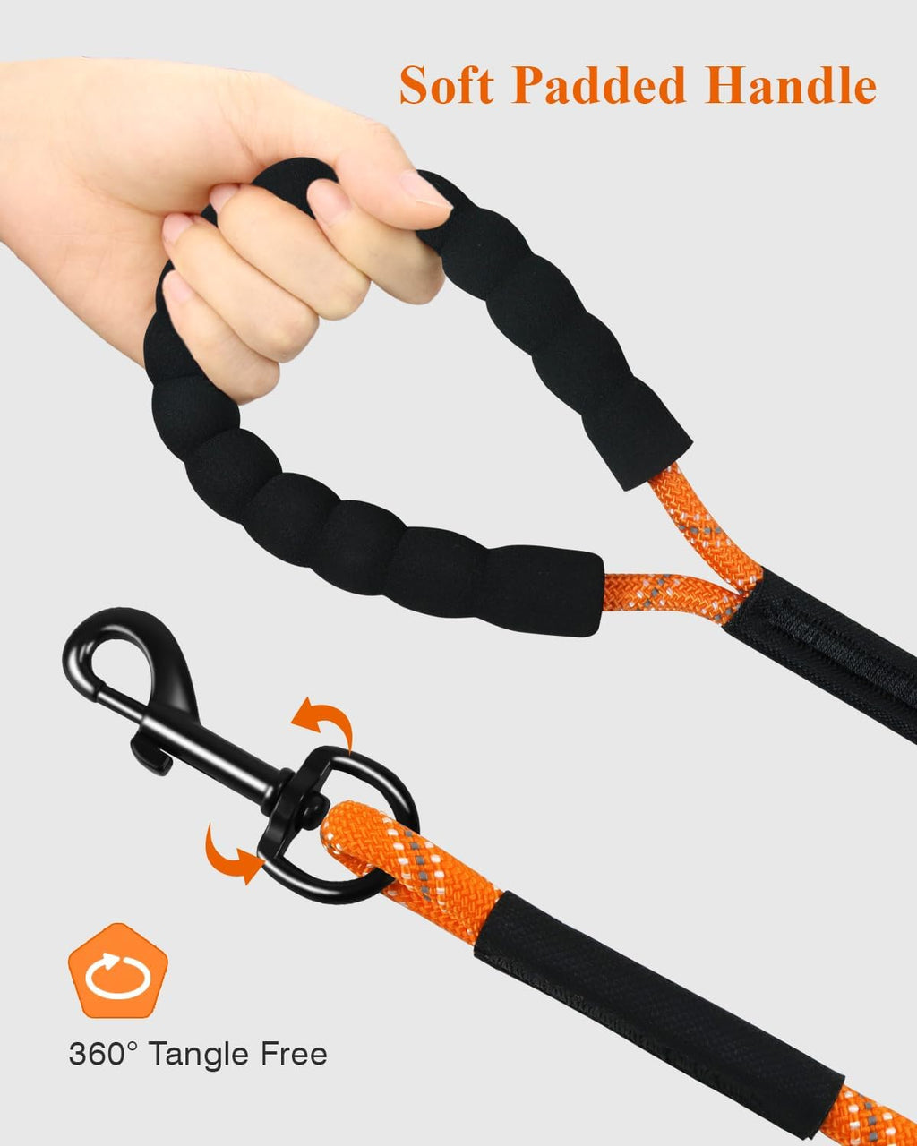 Long Dog Leash, 15FT 30FT 50FT 66FT, Training and Recall Leash with Comfortable Padded Handle for Large Medium Small