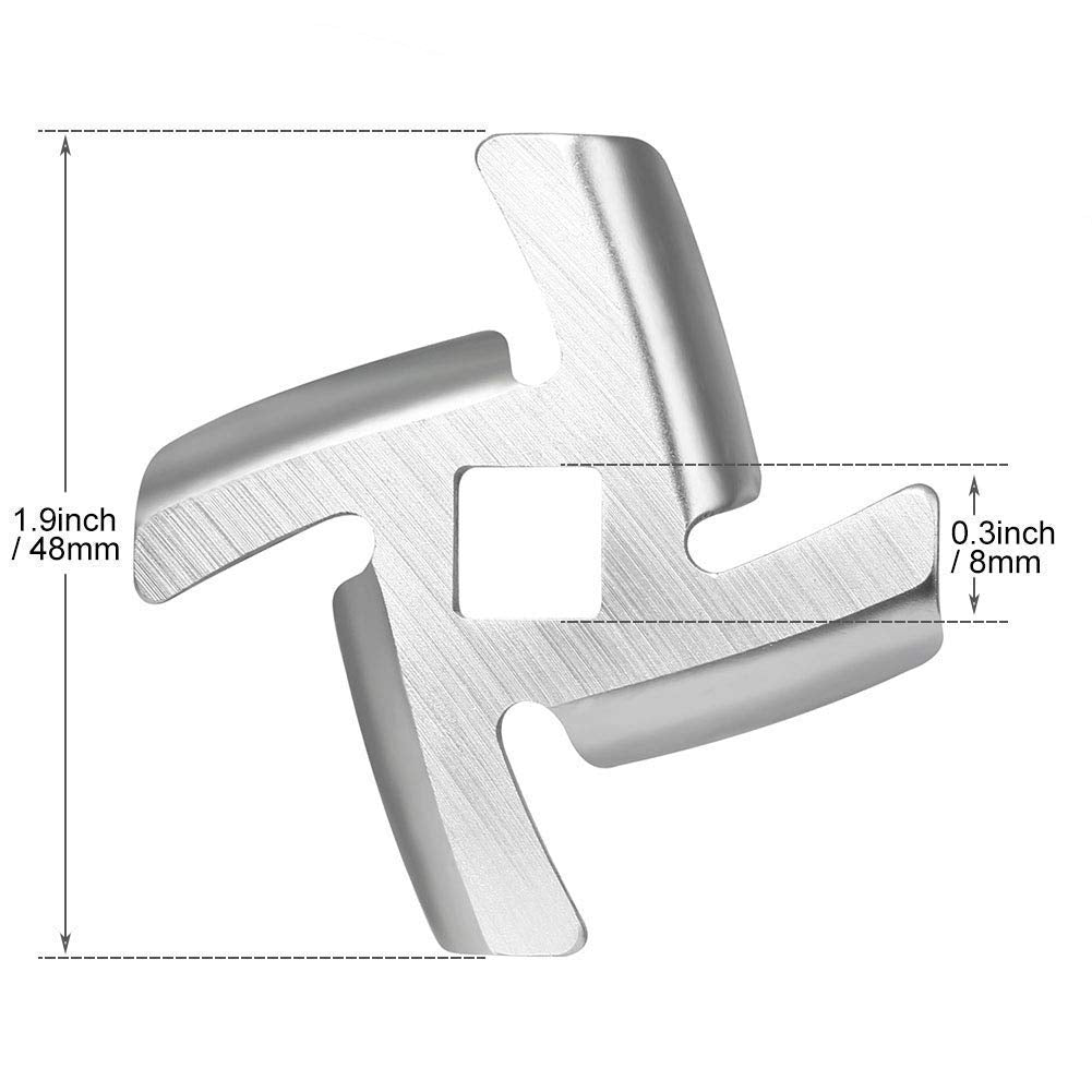 5# Food Meat Grinder Blade Stainless Steel Knife Cutter Compatible with Size 5 Meat Grinder Grinde, Fits Kitchen (2 Pack)