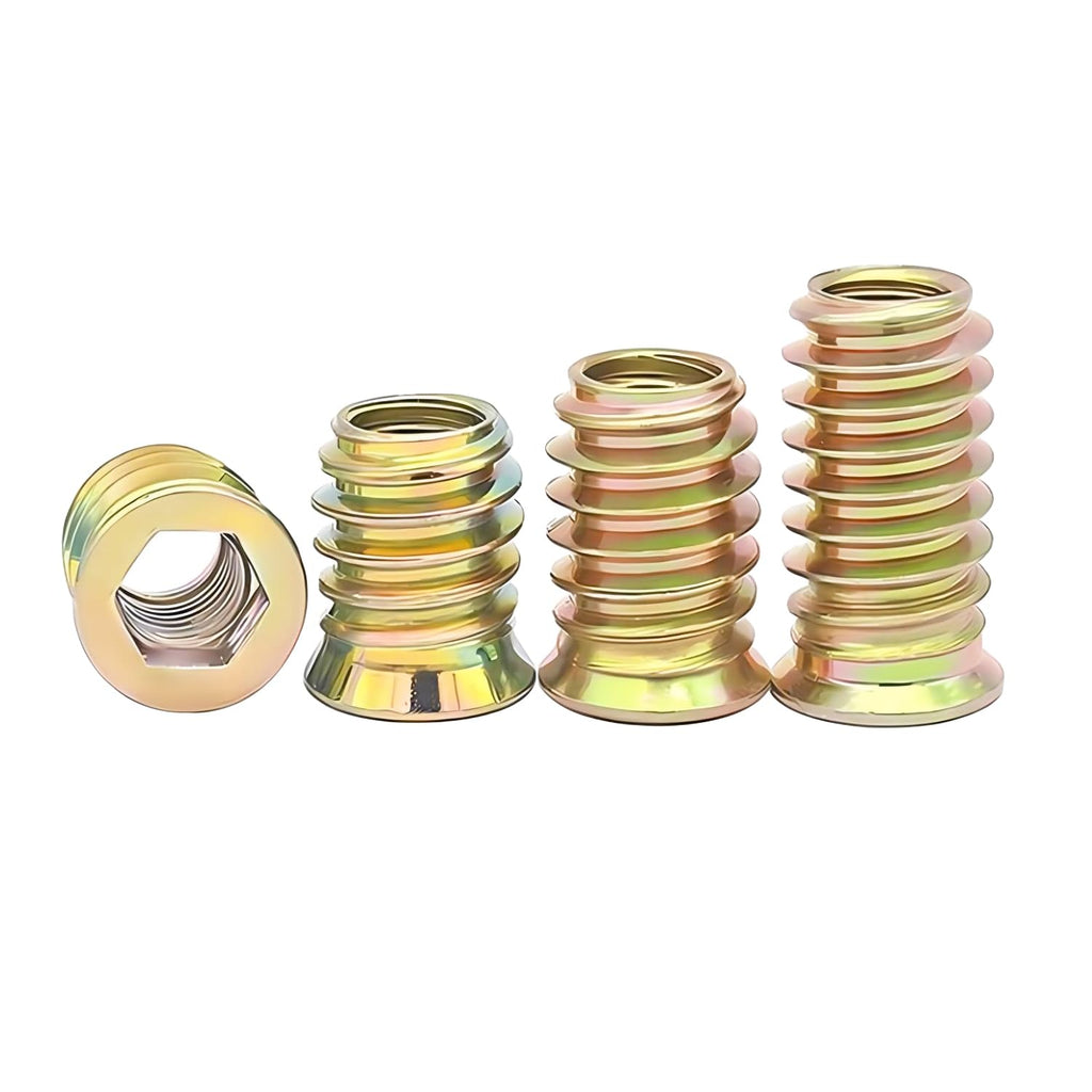Qrity 20 Pcs Threaded Insert, Hex Drive Threaded Inserts for Wood, Furniture Nuts, Hex Socket Drive M4x10mm, Wood Inserts