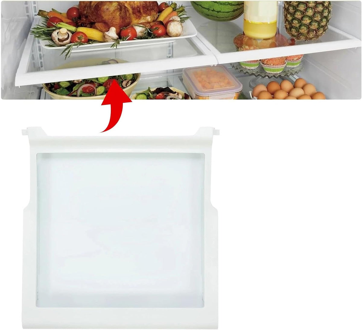 Refrigerator Glass Shelf Replacement for Whirlpool ED5VHEXVB00 ED5VHEXVB01 ED5VHEXVB02 ED5VHEXVB03 ED5VHEXVB04 ED5VHEXVB06 ED5VHEXVB07 ED5VHEXVB08 ED5VHEXVB09 ED5VHEXVL00 ED5VHEXVL01 ED5VHEXVL02