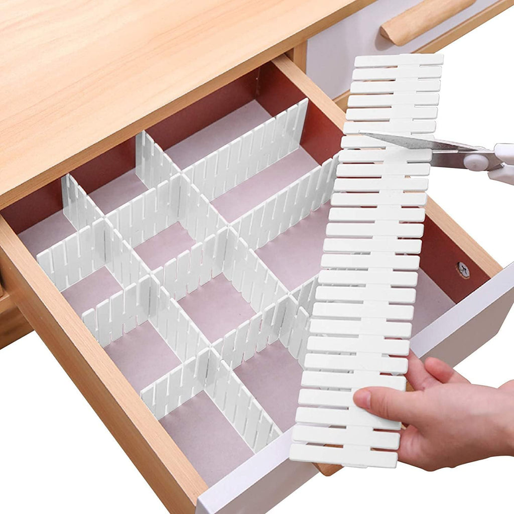 Drawer Divider Adjustable DIY Storage Organizer Separator for Tidying Clutter Cutlery Underwear Socks Clothes Dresses