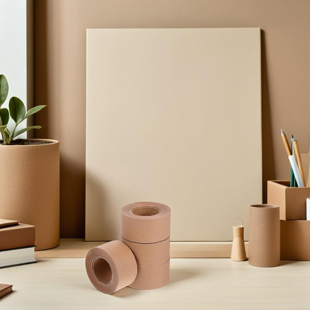 4 Rolls 48mm Writable Water Activated Kraft Paper Packing Tape