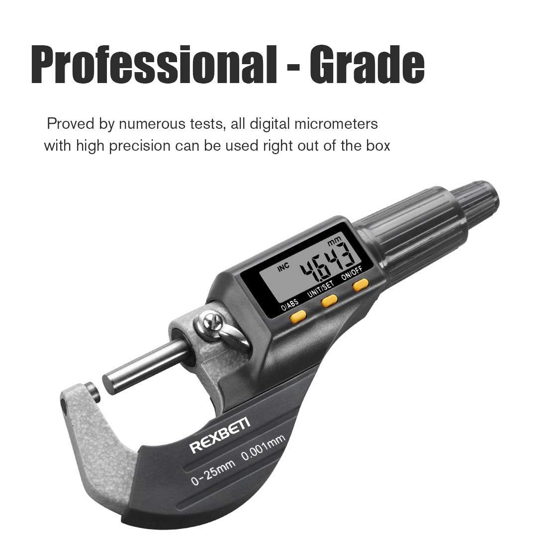 REXBETI Outside Micrometer, Ultra-Precision Carbide Tipped Measuring Tool