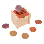 Wooden Coin Box with Lid Object Permanence 6-12 Months