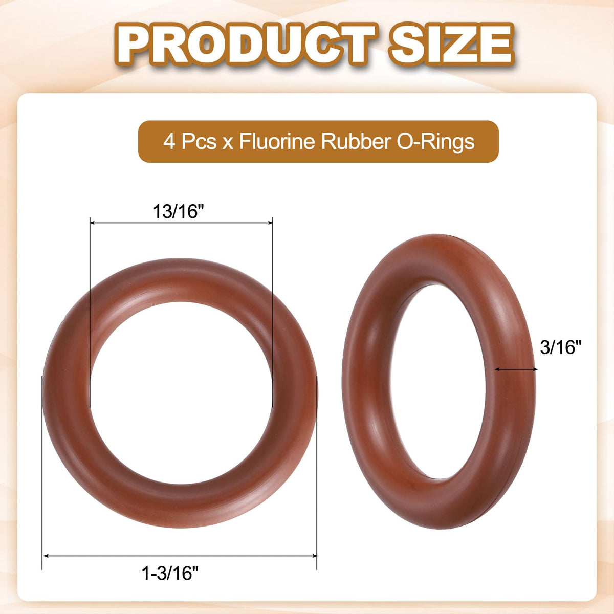 MECCANIXITY 4Pcs AS-315 O-Rings, 13/16" ID 1-3/16" OD 3/16" Width, Brown