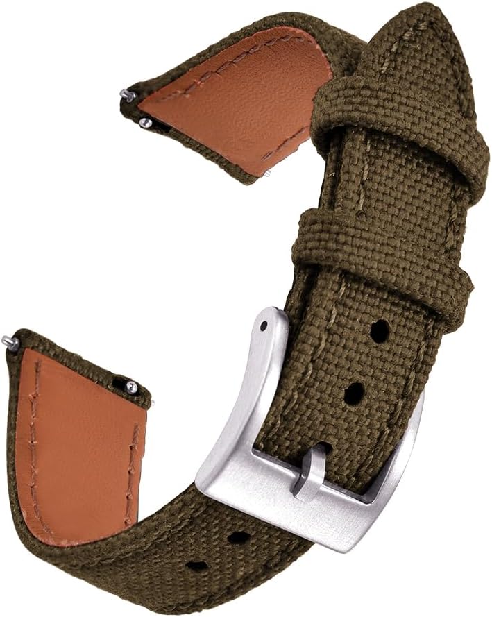 Premium Soft Hybrid (Leather and Sailcloth) Watch Bands for Men Women,18mm 20mm 22mm Multiple Sizes Quick Release