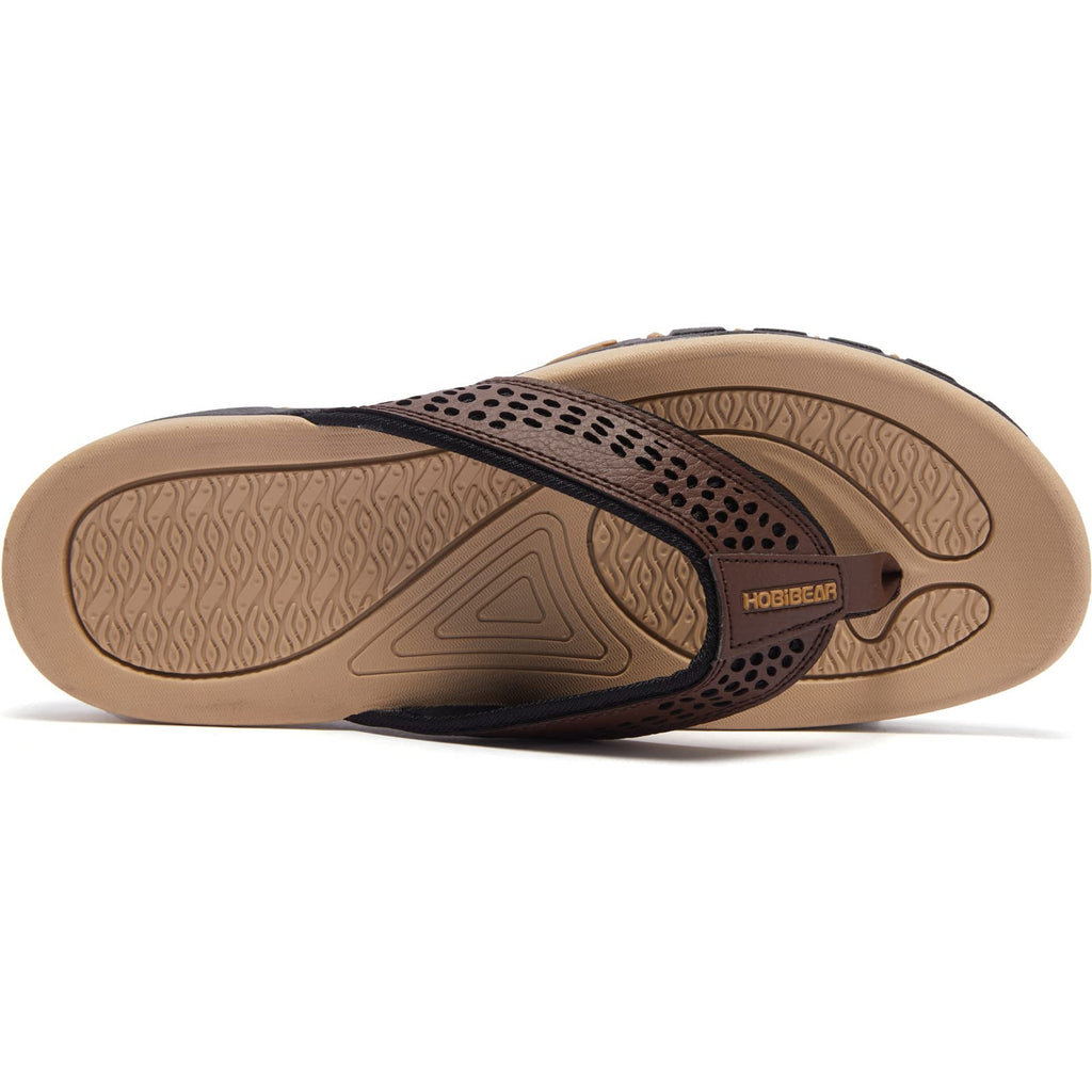 Mens Thong Sandals Indoor and Outdoor Beach Flip Flop Brown/Khaki, 9 Men
