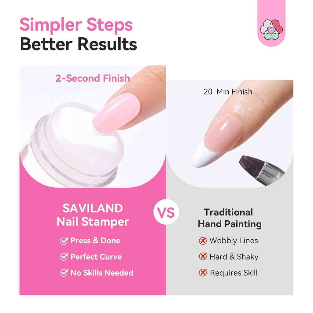 French Tip Tool Sturdy Silicone French Tip Nail Stamp 7PCS