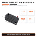 HK-14 NO 2-Pin Micro Switch, 16A 125/250VAC, Air Fryer Door Switch (4-Pack)
