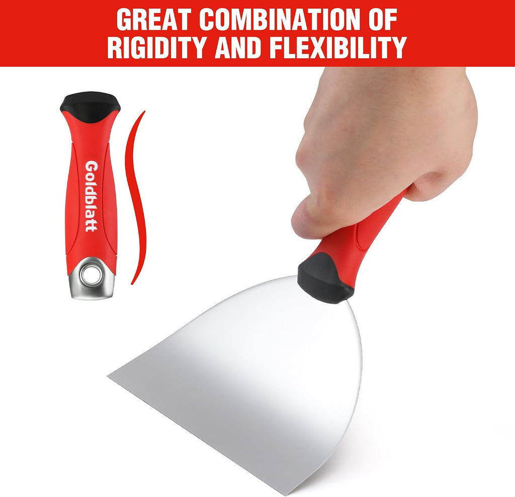 6" Putty Knife, Stainless Steel Scraping Paint, Putty Knife Scraper with Hammer End, Soft Grip, Perfect for Drywall