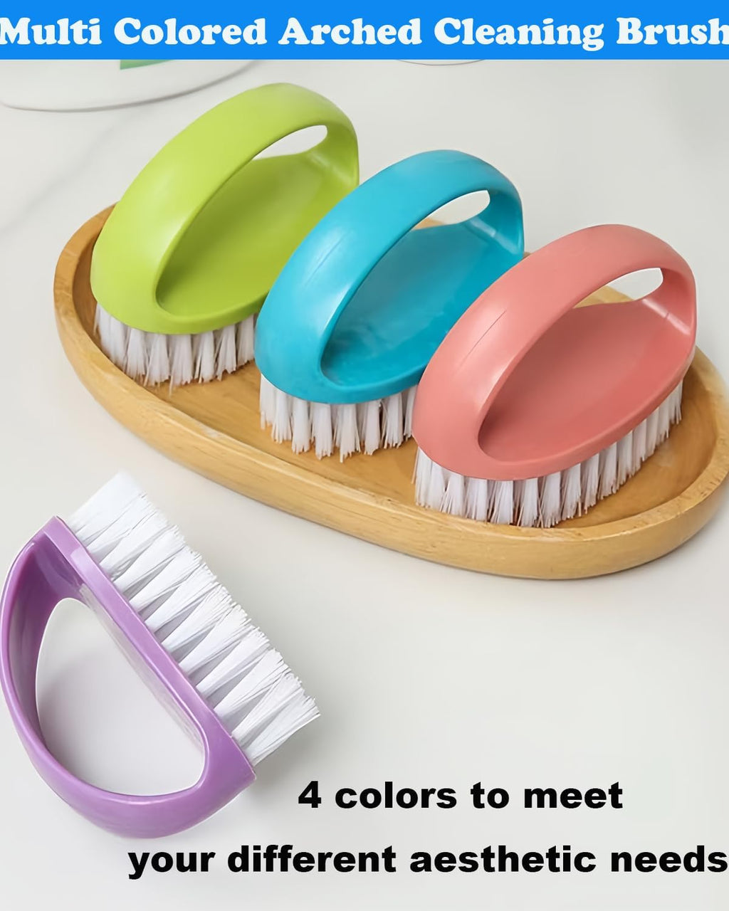 Small Scrub Brush for Cleaning - 4 Pack Scrubbing Brushes with Stiff Nylon Bristles Heavy Duty Cleaning Brush