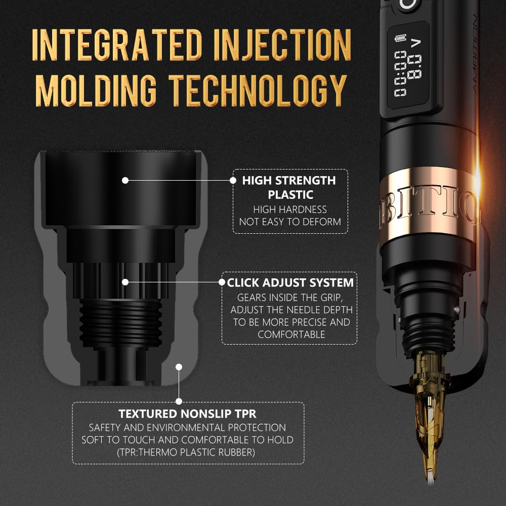 Soldier P2 Disposable Tattoo Grips - 12Pcs 38mm Professional Tattoo Rubber Grip Cover with Click Adjust System Supply