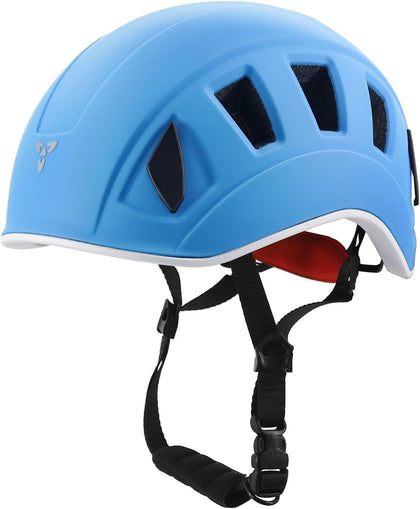 Climbing Helmet EN 12492 Certified Half Dome Helmet Ultralight Design with 11 Ventilation Ports & Headlamp Clips for