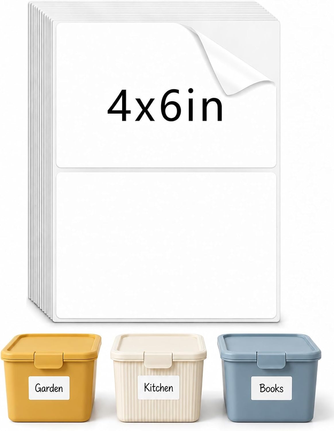 6x4 Removable Labels for Storage Bins, 100-Pack Blank Stickers