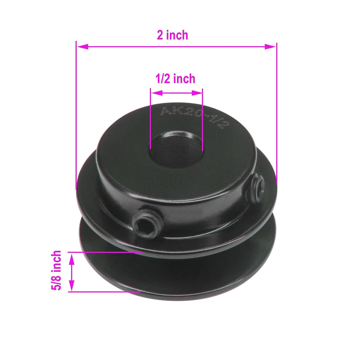 AK20-1/2 Bore Single Groove Web Sheave 2" OD 1/2" Bore V Belt Sheave Cast Iron