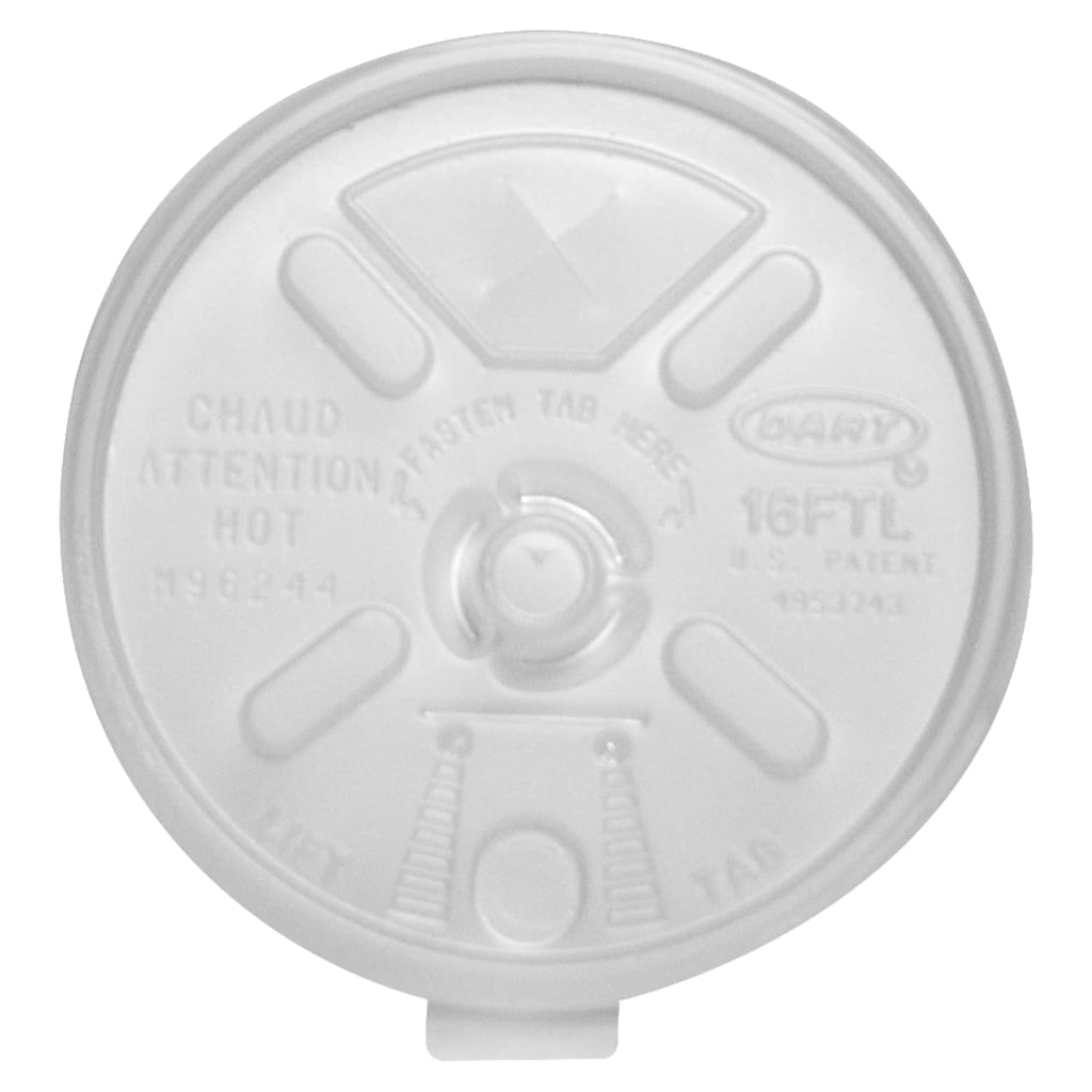 16FTLS Translucent Lift N' Lock Straw Slotted Lid, for 16 oz. Hot or Cold Cups (Case of 1000)