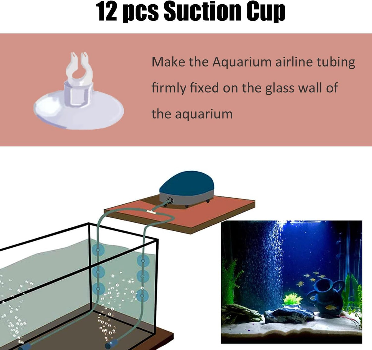 Aquarium Air Pump Accessories - Contains Airline Tubing, Control Valve, Air Stones, Connectors, Check Valves, Suction