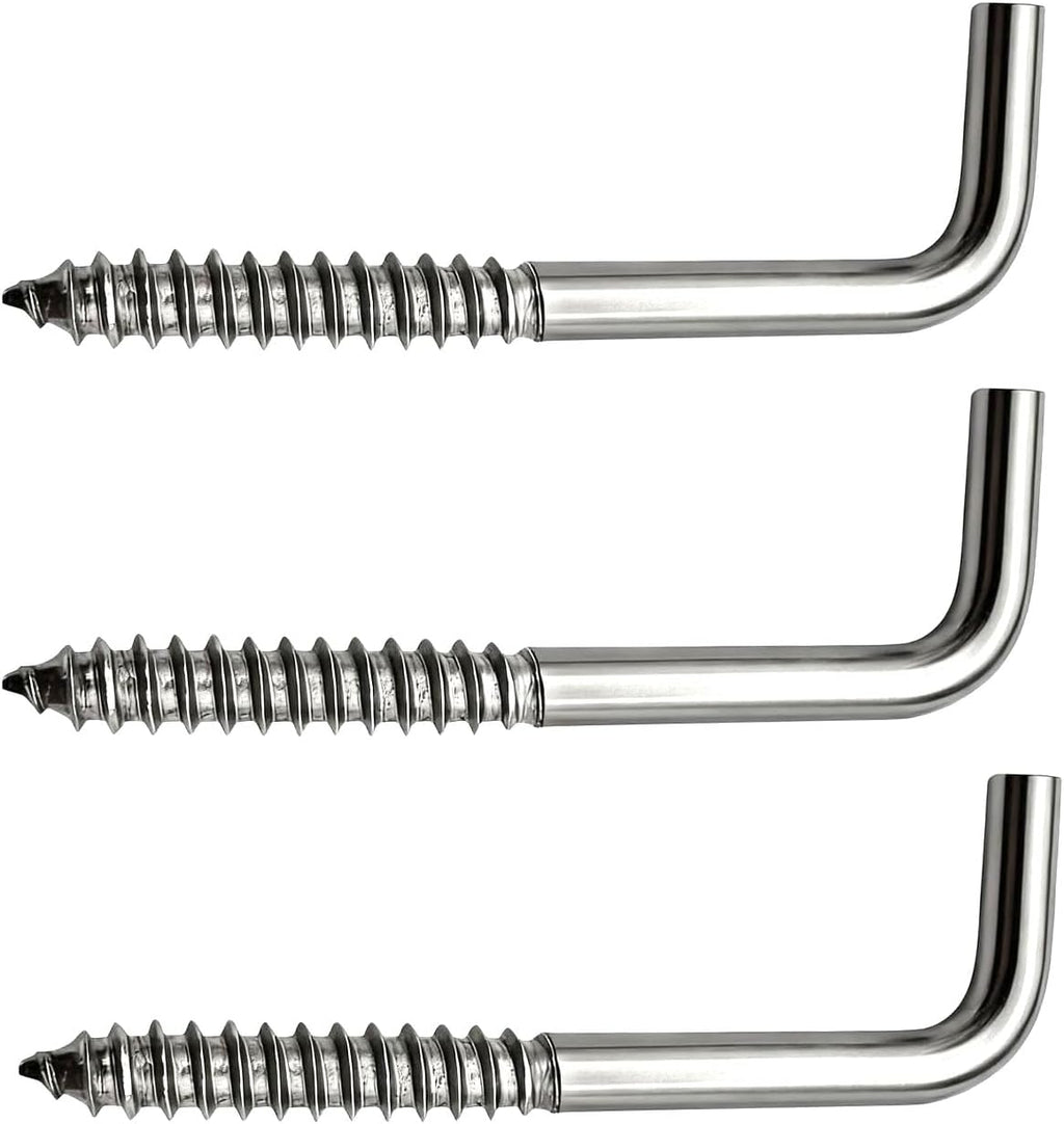 304 Stainless Steel Screw in Hooks 50 Pieces, 2 Inch L Shape Hook, 7 Shape Screw Hooks Picture Frame Hooks M3.8