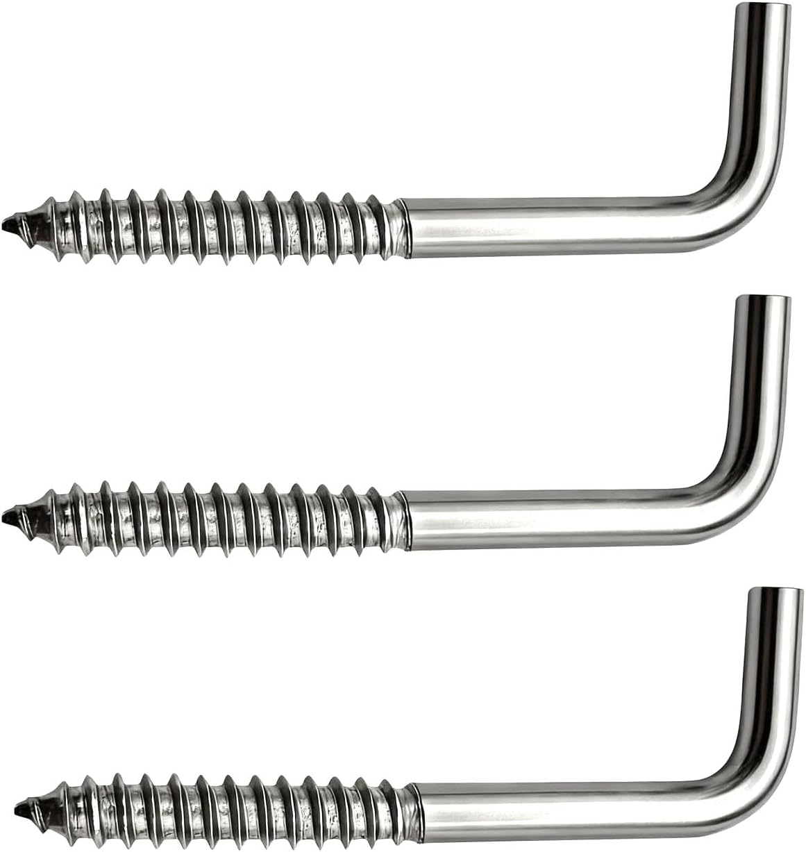 304 Stainless Steel Screw in Hooks 50 Pieces, 2 Inch L Shape Hook, 7 Shape Screw Hooks Picture Frame Hooks M3.8