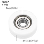 uxcell 4pcs 608ZZ Ball Bearing Guide Pulley Roller Round Wheel 8x32x12mm