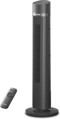 40 inch Bladeless Tower Fan for Bedroom, Standing Fan with Remote Control, 26ft/s, 90° Oscillation, 3 Speed Settings