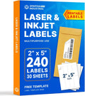 2" X 5" Matte White Printable Shipping Labels (30 Sheets, 240 Stickers)