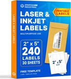 2" X 5" Matte White Printable Shipping Labels (30 Sheets, 240 Stickers)